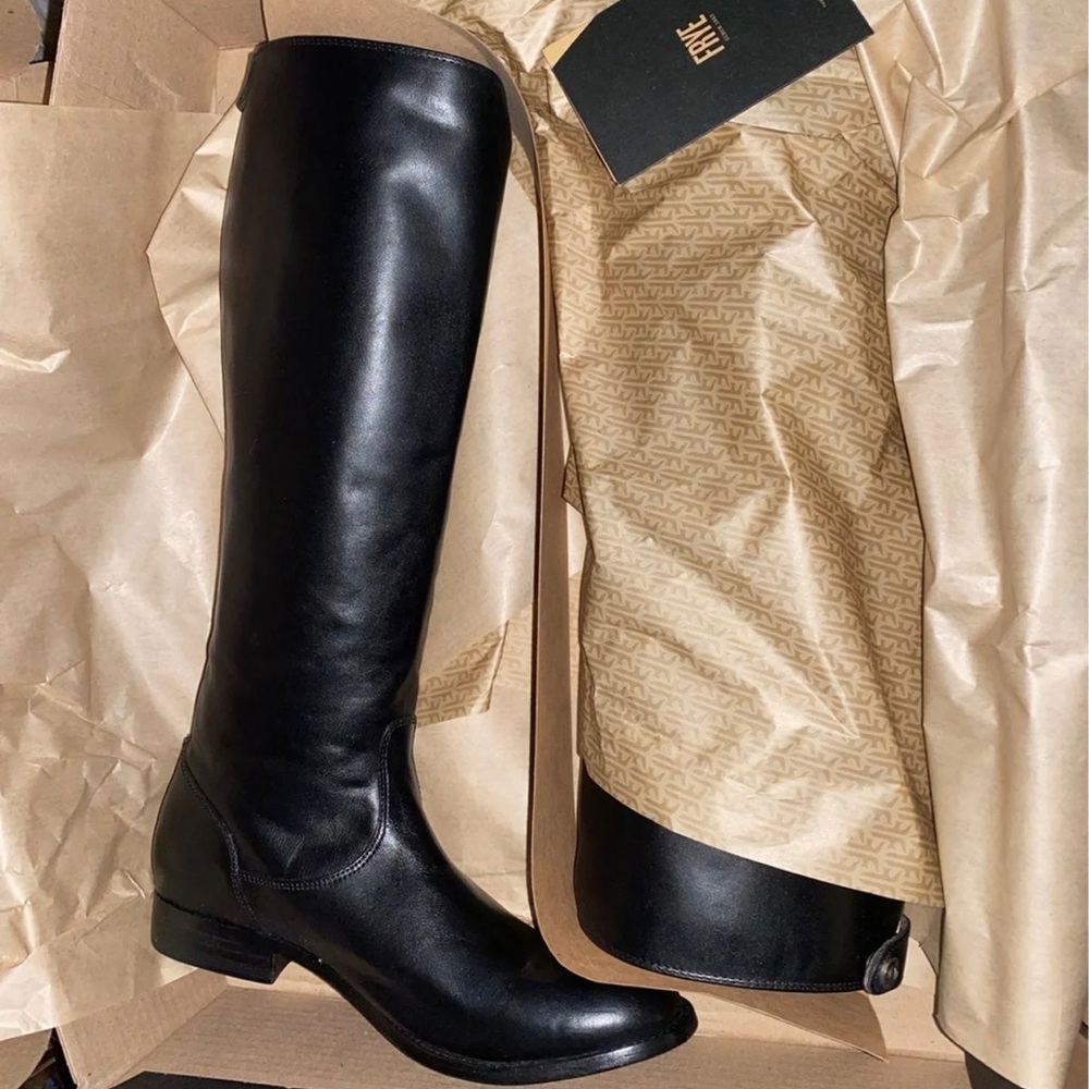 Frye Melissa Button Back Zip Leather Boots